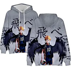 Haikyuu Hoodie Merch – Hinata Shoyo Hoodie Pullover Wings Grey Hoodie