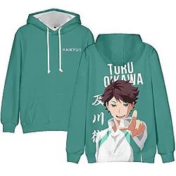 Haikyuu Hoodie Merch – Oikawa Toru Hoodie Pullover Custom Art Cyan Hoodie