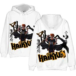 Haikyuu Hoodie Merch – Hinata Shoyo Hoodie Pullover Custom Kanji Art White Hoodie