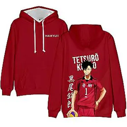 Haikyuu Hoodie Merch - Tetsurou Kuroo Hoodie Pullover Red Hoodie