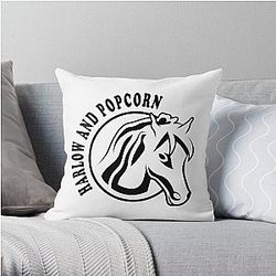 Harlow And Popcorn Funny Popcorn The Pony Throw Pillow RB1212