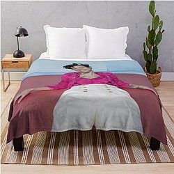 Harry Styles Blanket - pink suit harry Throw Blanket RB2103
