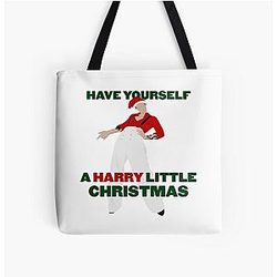 Harry Styles Bags - Have Yourself a Harry Little Christmas - Green and Red Text All Over Print Tote Bag RB2103
