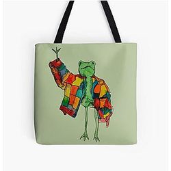 Harry Styles Bags - Harry Styles Frog Cardigan All Over Print Tote Bag RB2103