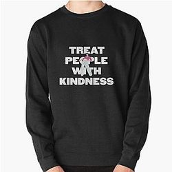 Harry Styles Sweatshirts - Harry Styles Treat People With Kindness w/ Fine Line Cover Pose - White Pullover Sweatshirt RB2103