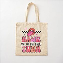 Hawk tuah Hawk tuah funny viral humor meme video tee girl 24  Cotton Tote Bag