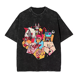 Hazbin Squad PTTT0505 Washed  Hazbin Hotel T-Shirts