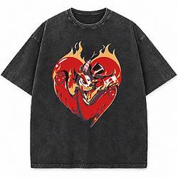Helluva Boss Blazing Heart Washed NTMD0809 Hazbin Hotel T-Shirts