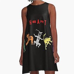 Heart Band Animals Album Rock A-Line Dress