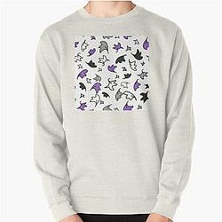 heartstopper leaves repeating pattern design in black, purple, gray, and white Pullover Sweatshirt RB2707