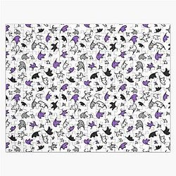 heartstopper leaves repeating pattern design in black, purple, gray, and white Jigsaw Puzzle RB2707