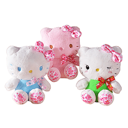 20cm White Hello Kitty Sakura Tie Bow Sitting Doll Plush
