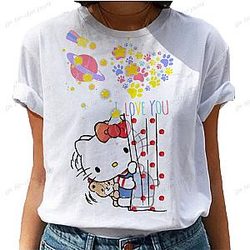 HELLO KITTY Love You Paws Heart Printed Women's T-Shirt