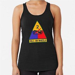 US Army The 2nd Armored Division Hell on Wheels Racerback Tank Top