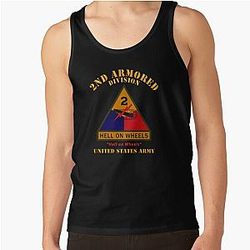 Army SSI 2nd Armored Division Hell on Wheels US Army 300 Tank Top