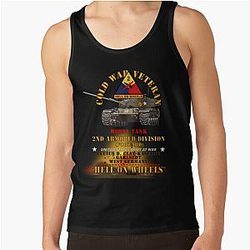 Army Cold War Vet 2nd Armored Division Germany M60A1 Tank Hell on Wheels with Fire X 300 Tank Top