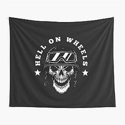 Hell on Wheels - Masculine White Tapestry