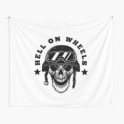 Hell on Wheels Masculine Black Text Tapestry