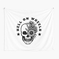 Hell on Wheels - Black Text Tapestry