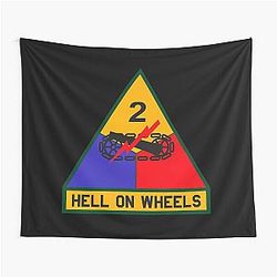 US Army - The 2nd Armored Division, Hell on Wheels Tapestry
