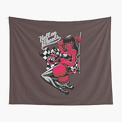 Devil Pin Up Girl Hell on Wheels Tapestry