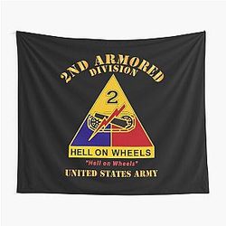 Army DUI 2nd Armored Division Hell on Wheels US Army Tapestry