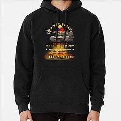 Cold War Vet - 2nd Armored Division - M60A1 Tank - Hell on Wheels Fire Pullover Hoodie