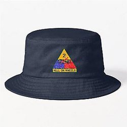 US Army - The 2nd Armored Division, Hell on Wheels in Grunge Style Bucket Hat