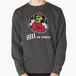 Hell On Wheels Skateboarder Design Pullover Sweatshirt