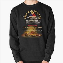 Army - Cold War Vet - 2nd Armored Division, Garlstedt, Germany - M60A1 Tank - Hell on Wheels w Fire X 300 Pullover Sweatshirt