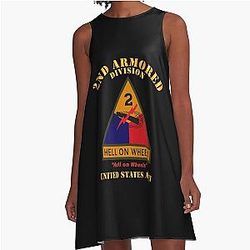 Army SSI 2nd Armored Division w Name Tape Hell on Wheels US Army 300 A-Line Dress