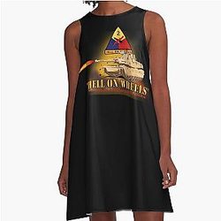 Army - 2nd Armored Division - M1A1 Tank - Hell on Wheels 300 A-Line Dress