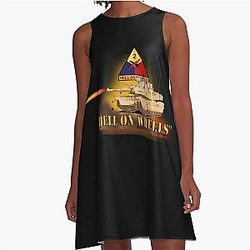 Army 2nd Armored Division M1A1 Tank Hell on Wheels w Fire X 300 A-Line Dress