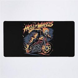 Hell on Wheels Flaming Skull Biker Art Desk Mat