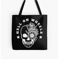 Hell on Wheels Feminine White All Over Print Tote Bag