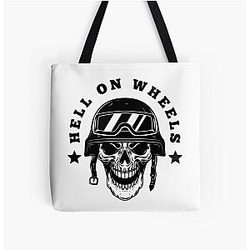 Hell on Wheels - Masculine Black Text All Over Print Tote Bag