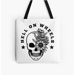 Hell on Wheels Feminine Black Text All Over Print Tote Bag