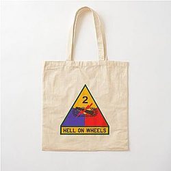 US Army - The 2nd Armored Division, Hell on Wheels Cotton Tote Bag