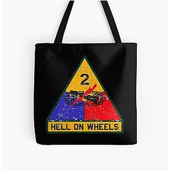 US Army The 2nd Armored Division Hell on Wheels Grunge Style Tote Bag
