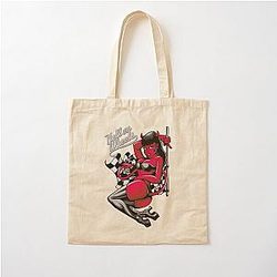 Devil Pin Up Girl Hell on Wheels Cotton Tote Bag