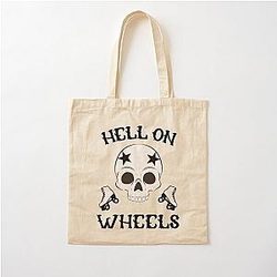 Hell On Wheels Roller Derby Girl Design Cotton Tote Bag