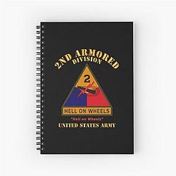 Army  SSI 2nd Armored Division Hell on Wheels US Army Spiral Notebook
