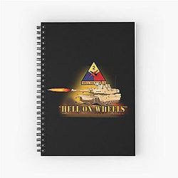 Army 2nd Armored Division M1A1 Tank Hell on Wheels w Fire X 300 Spiral Notebook