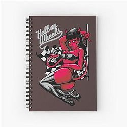 Devil Pin-Up Girl Hell on Wheels Spiral Notebook