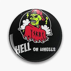 Hell on Wheels Skateboarder Pin Design