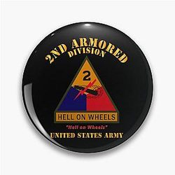 Army SSI 2nd Armored Division w Name Tape Hell on Wheels US Army 300 Pin