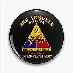 US Army 2nd Armored Division Hell on Wheels DUI Pin