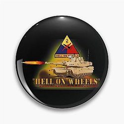 Army 2nd Armored Division M1A1 Tank Hell on Wheels with Fire X 300 Pin