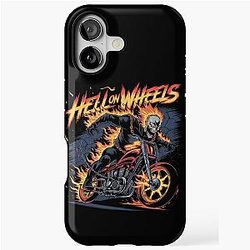 Hell on Wheels Flaming Skull Biker Art iPhone Case