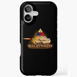 Army 2nd Armored Division M1A1 Tank Hell on Wheels w Fire X 300 iPhone Tough Case